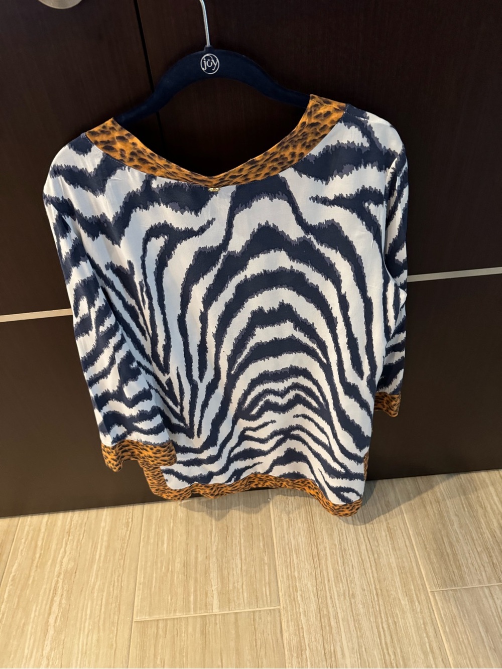 Vix Bikini w/coverup, 3 piece; Navy/White Stripes w/cheetah print trim, S, Good. - Picture 6 of 11